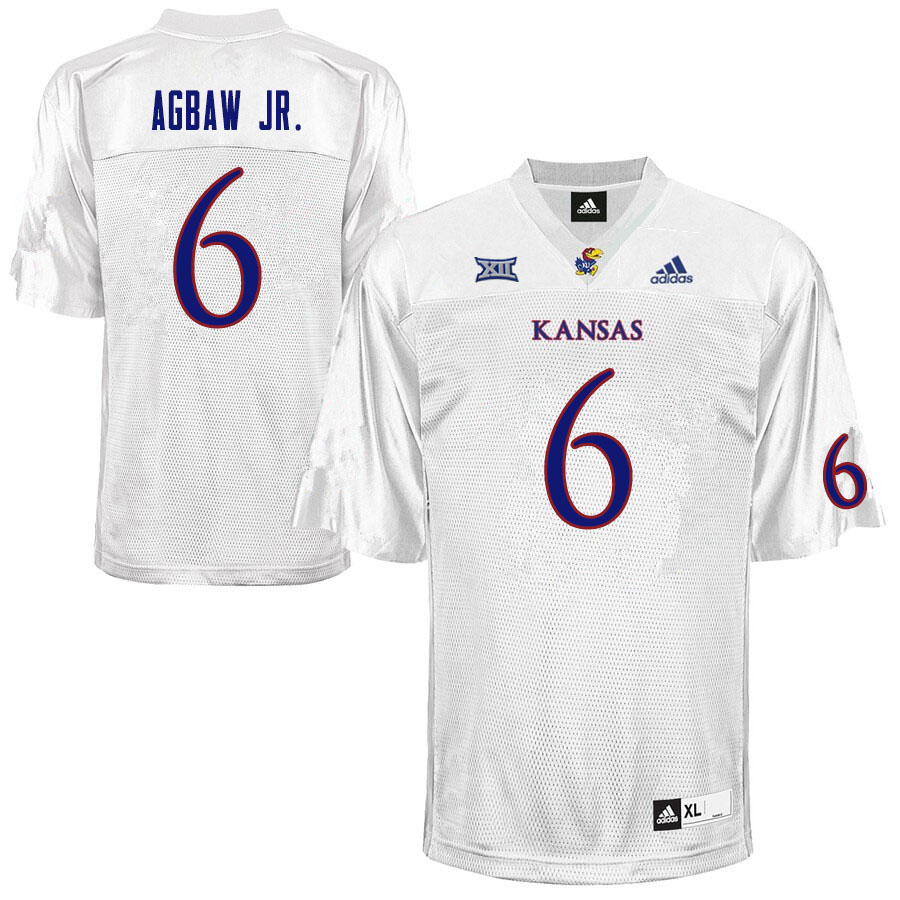 Men #6 Valerian Agbaw Jr. Kansas Jayhawks College Football Jerseys Sale-White - Click Image to Close